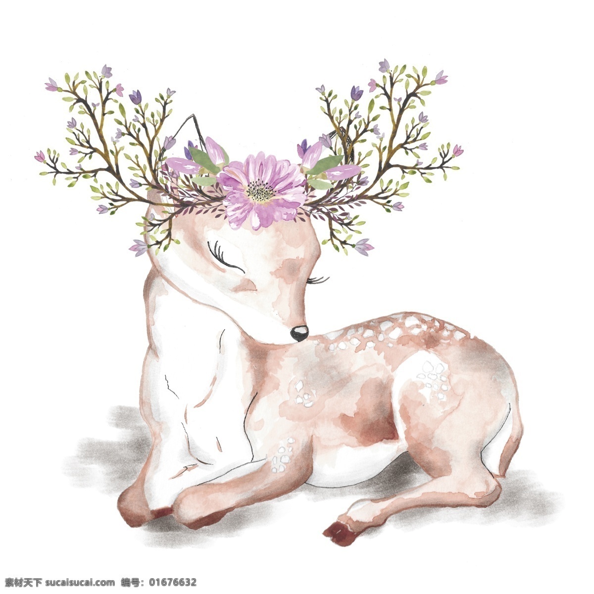 挂件 鹿挂件 花 花挂件 草 草和鹿挂件 林中鹿 山水画 鹿海报 水墨鹿 psd素材