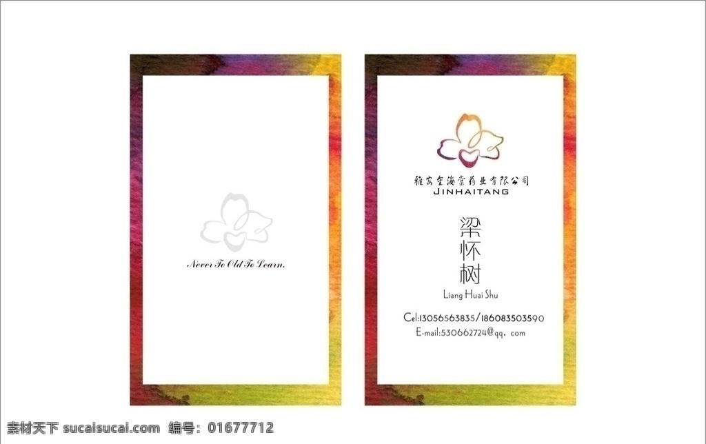 简洁 名片 简洁名片 高档名片 彩色 抽象色彩 矢量花朵 排版设计 海棠花 名片卡片 矢量