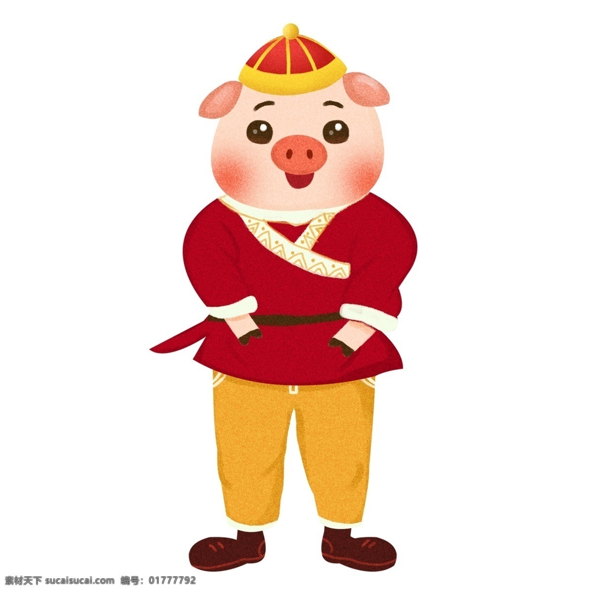 矢量 卡通 生肖 猪 装饰 财神 春节 十二生肖 元旦 手绘插画 手绘猪 新年 矢量新年 拜年 矢量猪年 2019 免抠猪