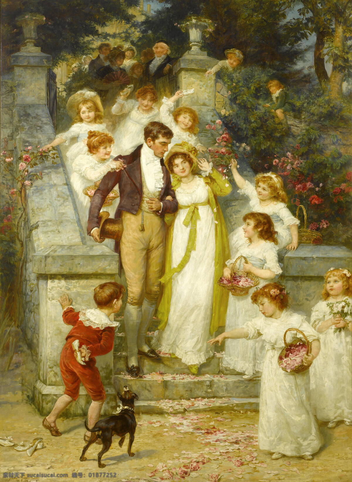 弗雷德里克 摩根 作品 绘画书法 文化艺术 油画 祝贺 新婚夫妻 孩子们 花童 19世纪油画 家居装饰素材