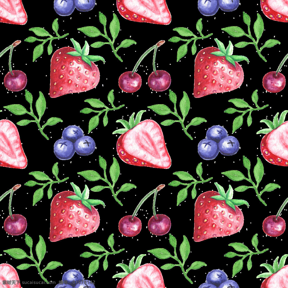 小清 新风 水果 植物 背景 透明 草莓 蓝莓 免扣素材 树叶 透明素材 樱桃 装饰图片