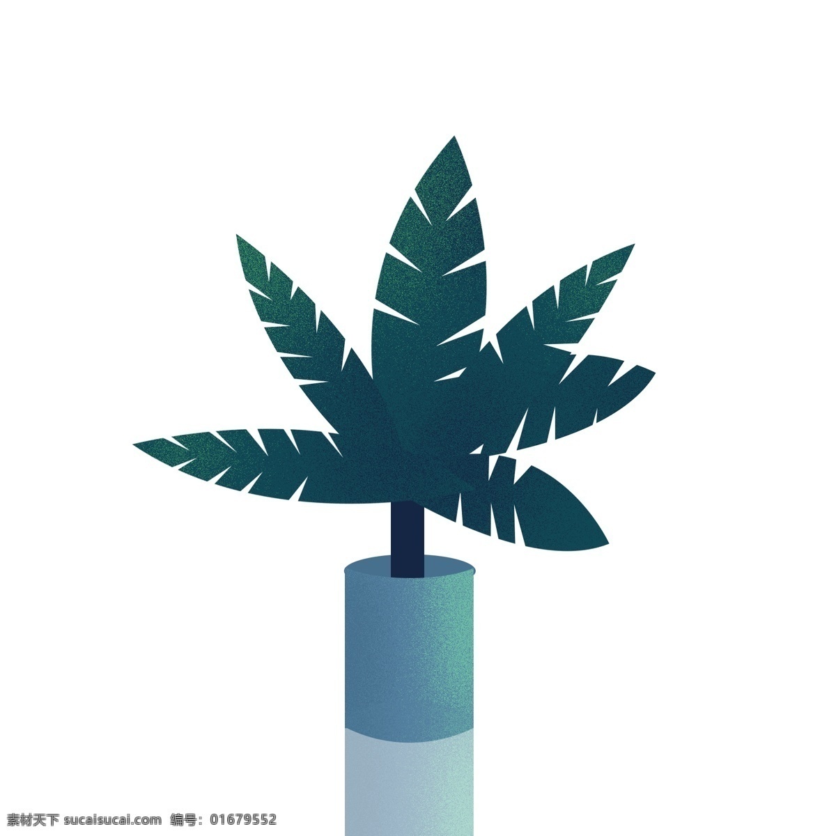 绿色植物 盆栽 插画 元素 卡通 花盆 psd素材