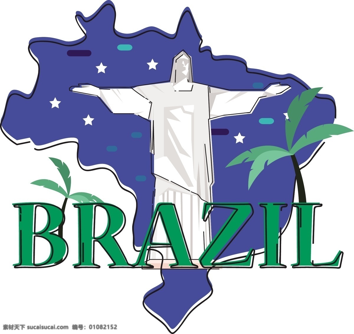 创意 巴西 地图 建筑 巴西地图 巴西建筑 白色