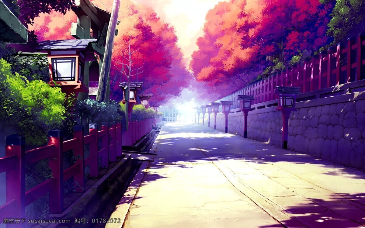 街道 场景 风景 门口 日本 场景画 树房子 生活 旅游餐饮