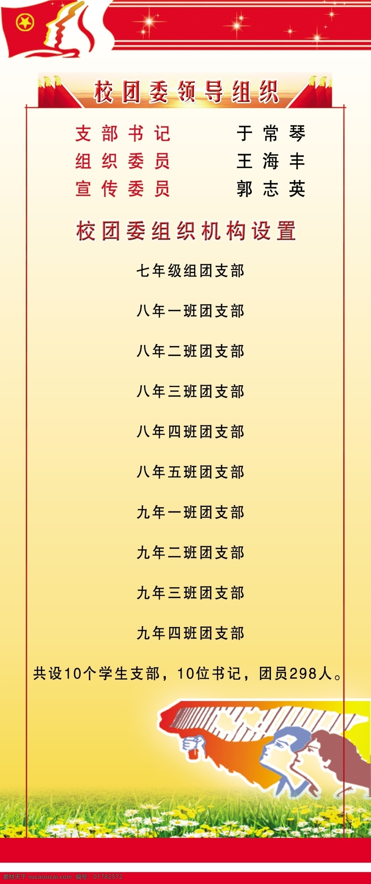 党建 展板 党建展板 广告设计模板 卡通人物 校园文化 源文件 展板模板 校团委组织 组织机构 其他展板设计