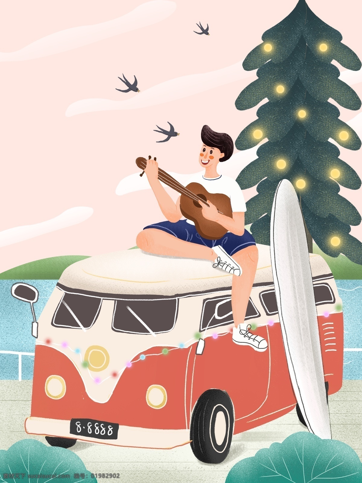 原创 扁平 风 小 清新 旅行 出游 插画 背景 粉色 扁平风 唯美