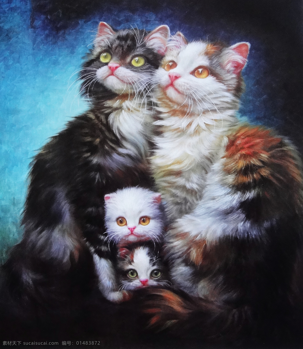 小猫 绘画书法 可爱 猫 文化艺术 写实 油画 花猫 油画技法 装饰素材