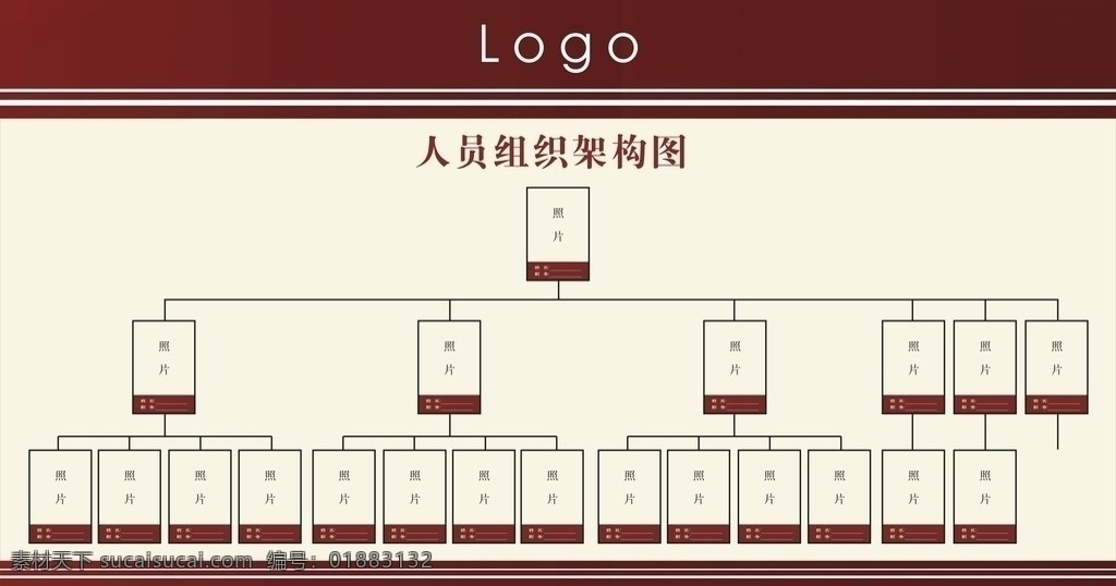 组织架构图 人物架构 logo 照片 名称 展板模板 矢量