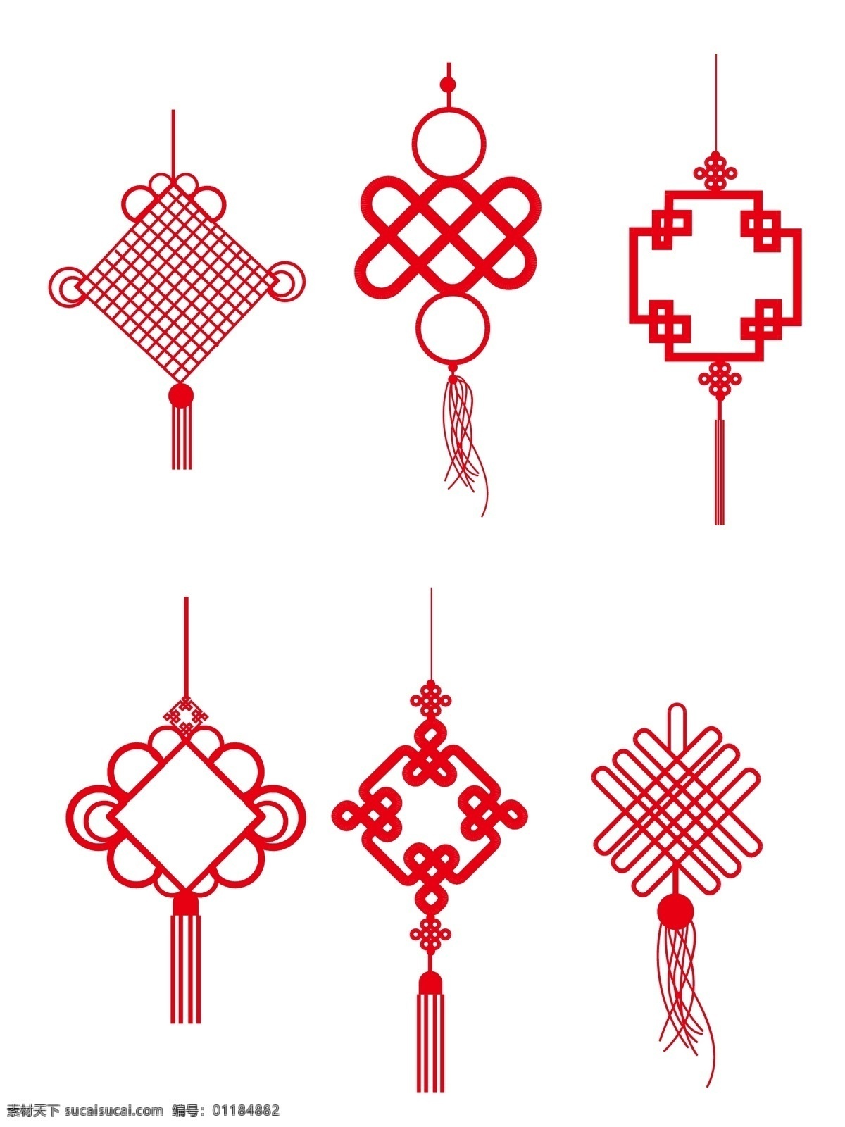 中国结 中国 风 花纹 矢量 喜庆 新年 商用 元素 花边 剪纸 红色 春节 传统 福字