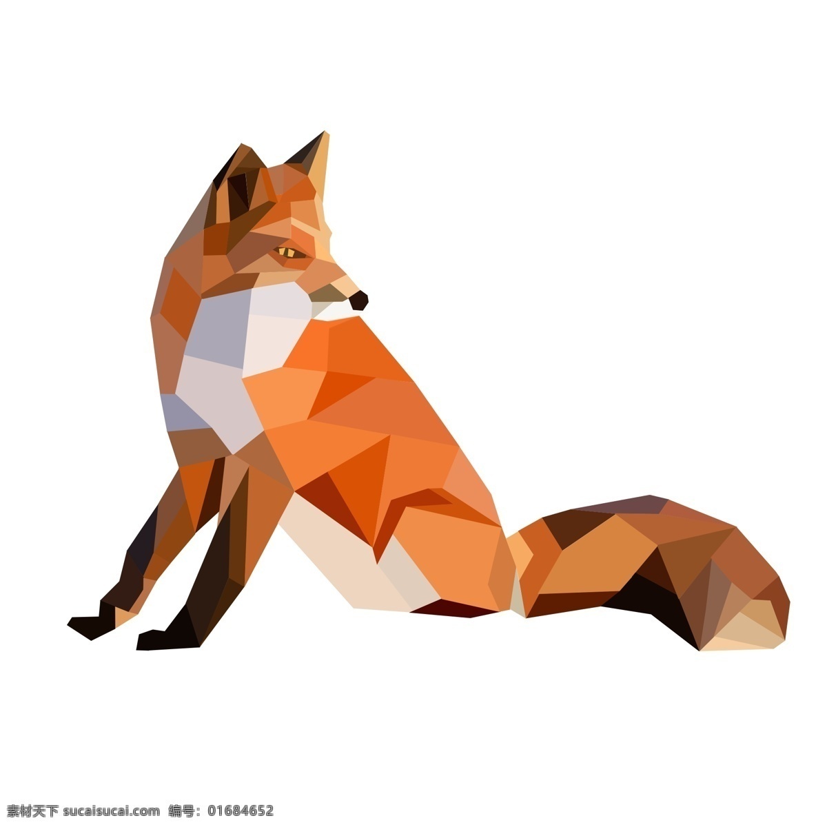 色块 拼接 低 多边形 狐狸 动物 低多边形