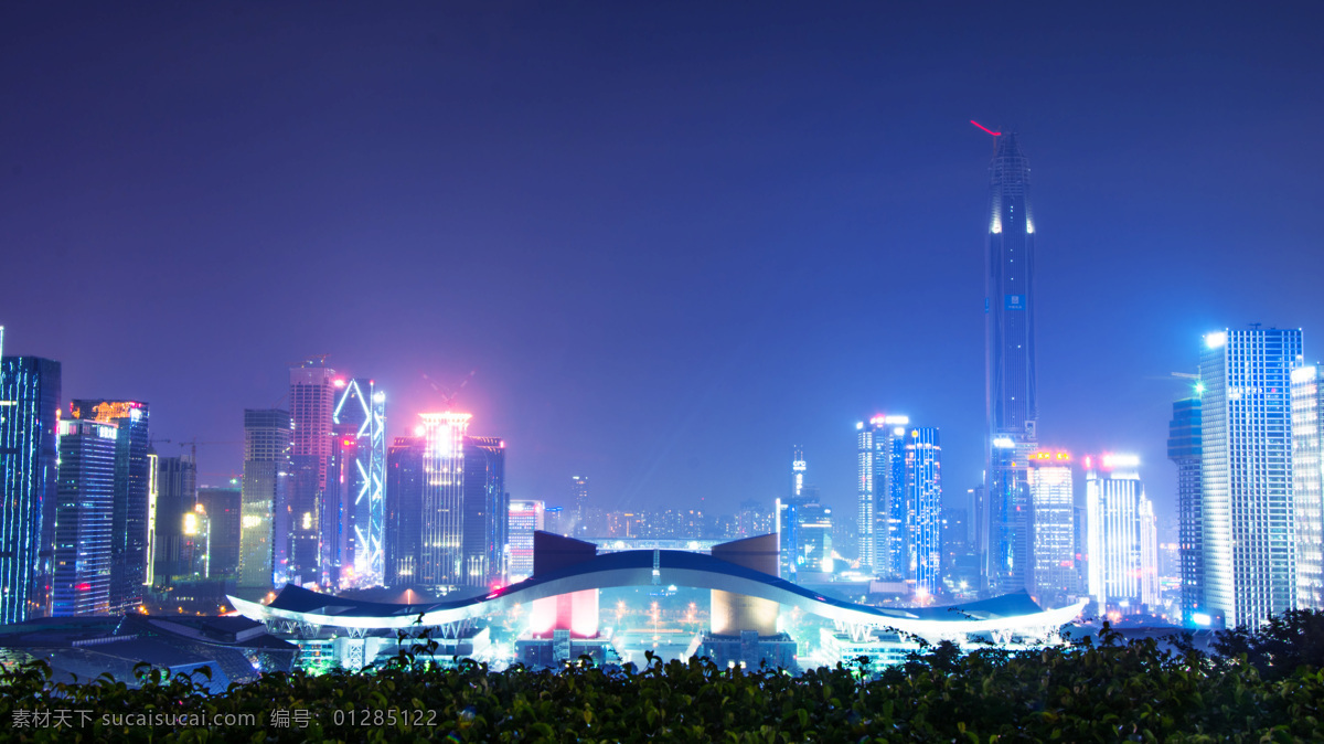 深圳 莲花山 公园 夜景 会展中心 自然景观 建筑景观