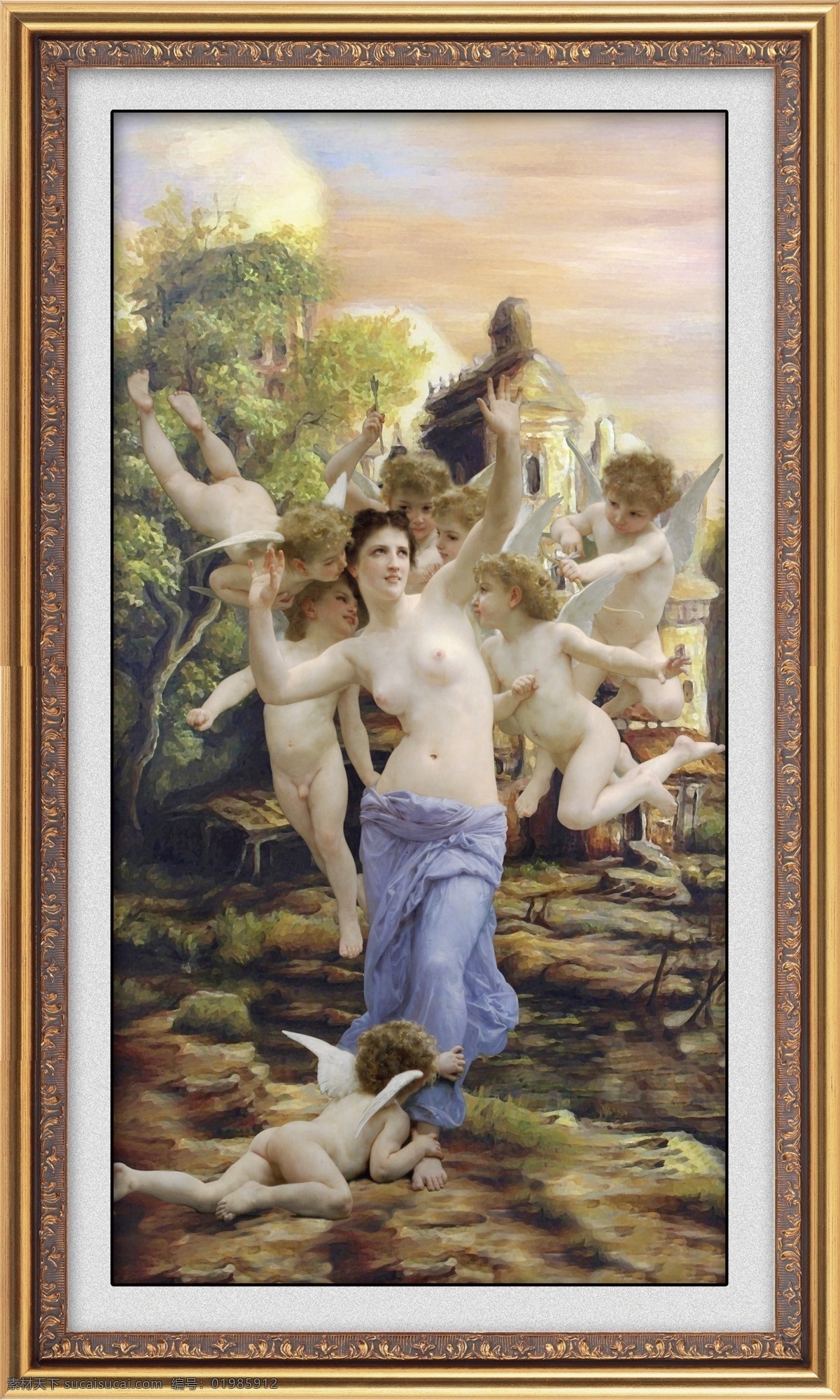 圣母 丘比特 油画 女人 孩子 艺术 文化艺术 绘画书法