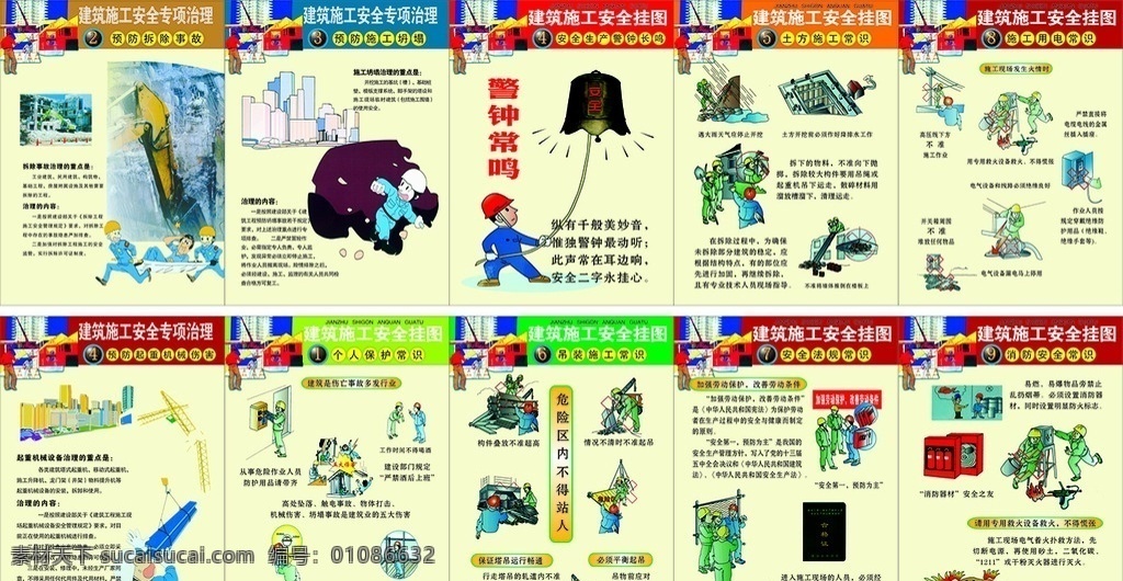 施工安全展板 施工安全 安全展板 安全挂画 工地展板 工地挂画 安全生产 安全工地 警钟 建筑施工 安全施工挂图 作品