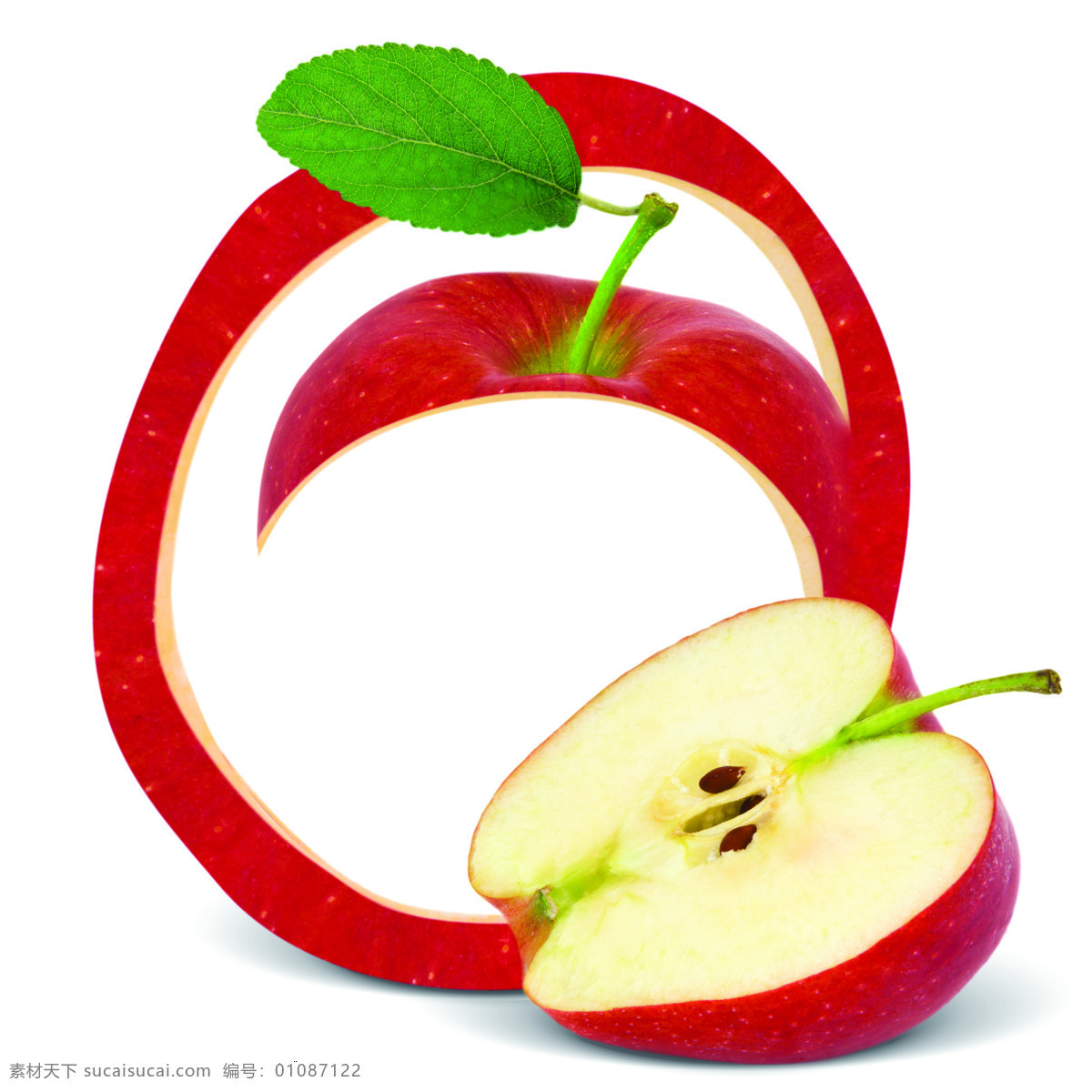 新鲜水果 果实 创意水果 果皮 苹果 水果蔬菜 餐饮美食 白色