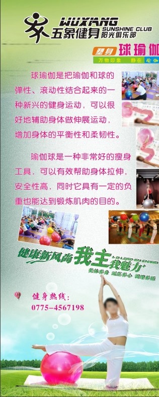 球瑜伽 球 瑜伽 五象 五象健身 塑身 塑身瑜伽 健身 五 象 阳光 俱乐部 健康新风尚 健身海报 健身展架 健身x展架 矢量