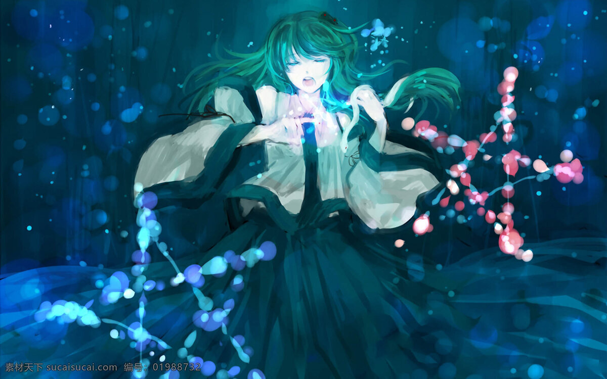 初音 高清 大图 动漫 青色 天蓝色