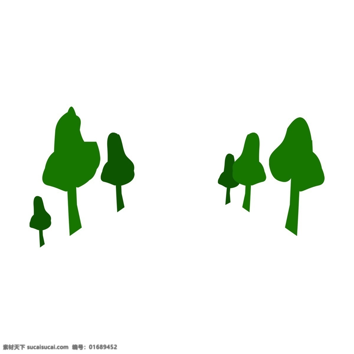 春游 小树 元素 图案 绿色 树木 纸片风