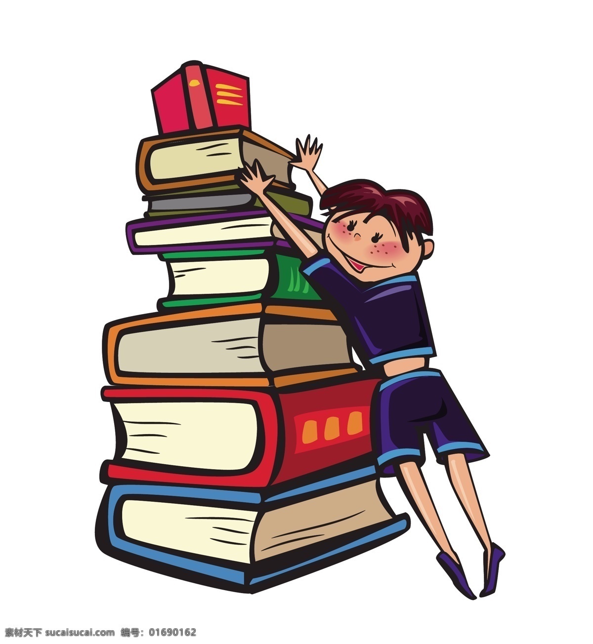 矢量 卡通 上学 人物 卡片贴 孩子 手绘 插图 illustrator 欢乐 标签 学习的 可爱的 笔 书包 贴纸 学生 课本 黑板 儿童插画矢量