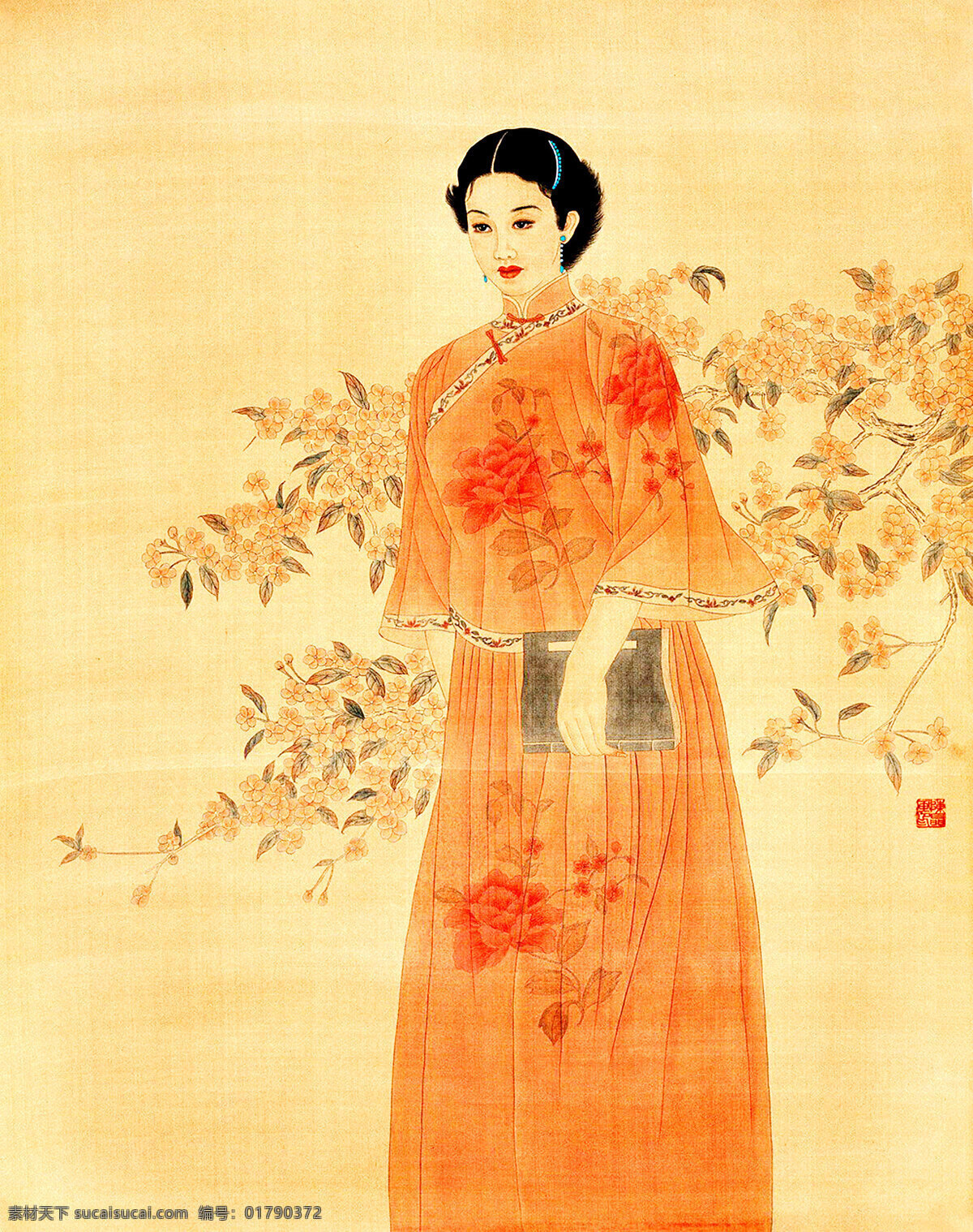 表情 动作 发型 服装 工笔人物画 国画 花朵 花木 满园春色 美术 绘画 靓女 女子 丽人 青春 美丽 天生丽质 姿势 书法 印章 国画集24 绘画书法 文化艺术 装饰素材 雕刻 图案