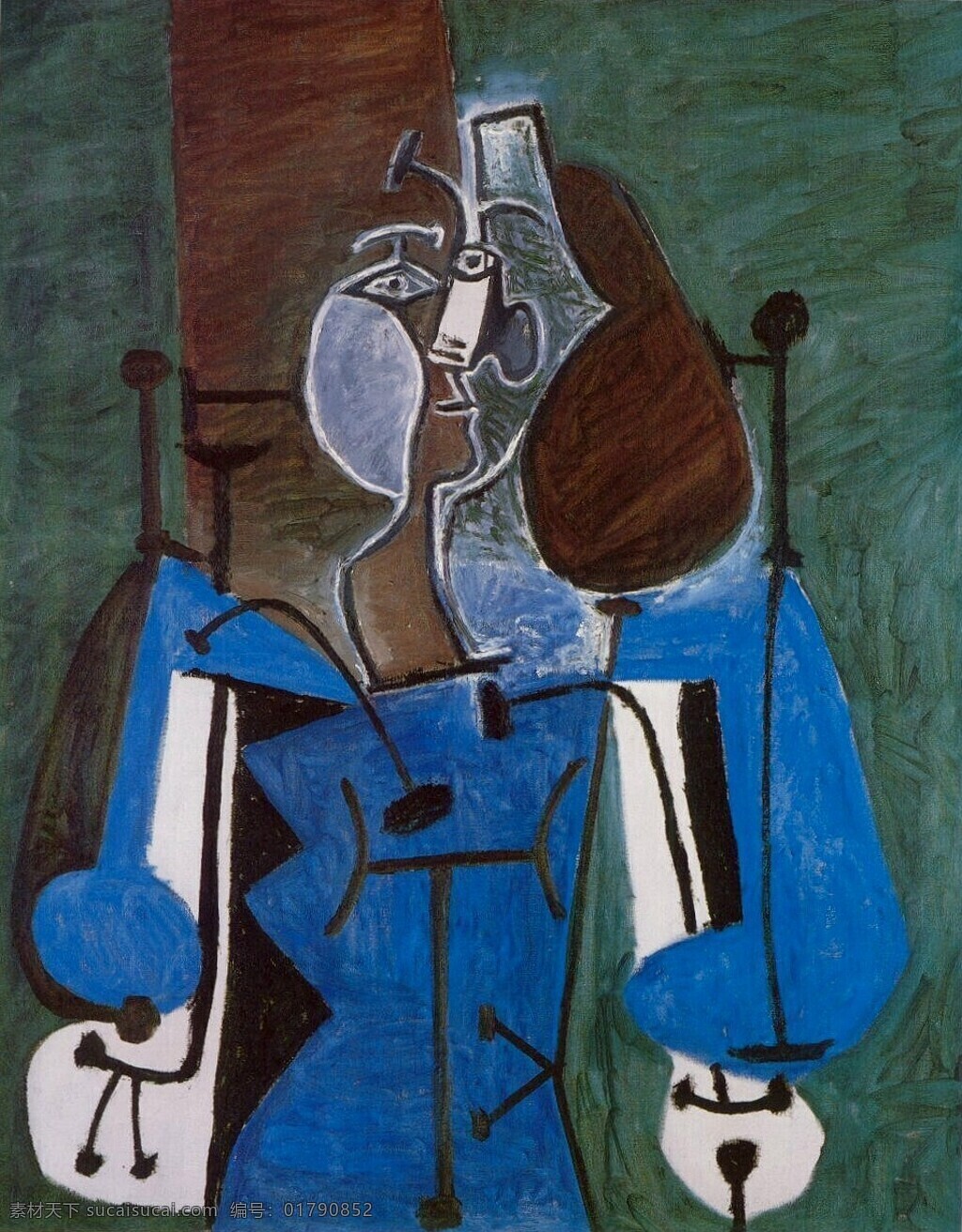 西班牙 画家 巴勃罗 毕加索 抽象 油画 人物 人体 装饰画 assise femme 1949 装饰素材