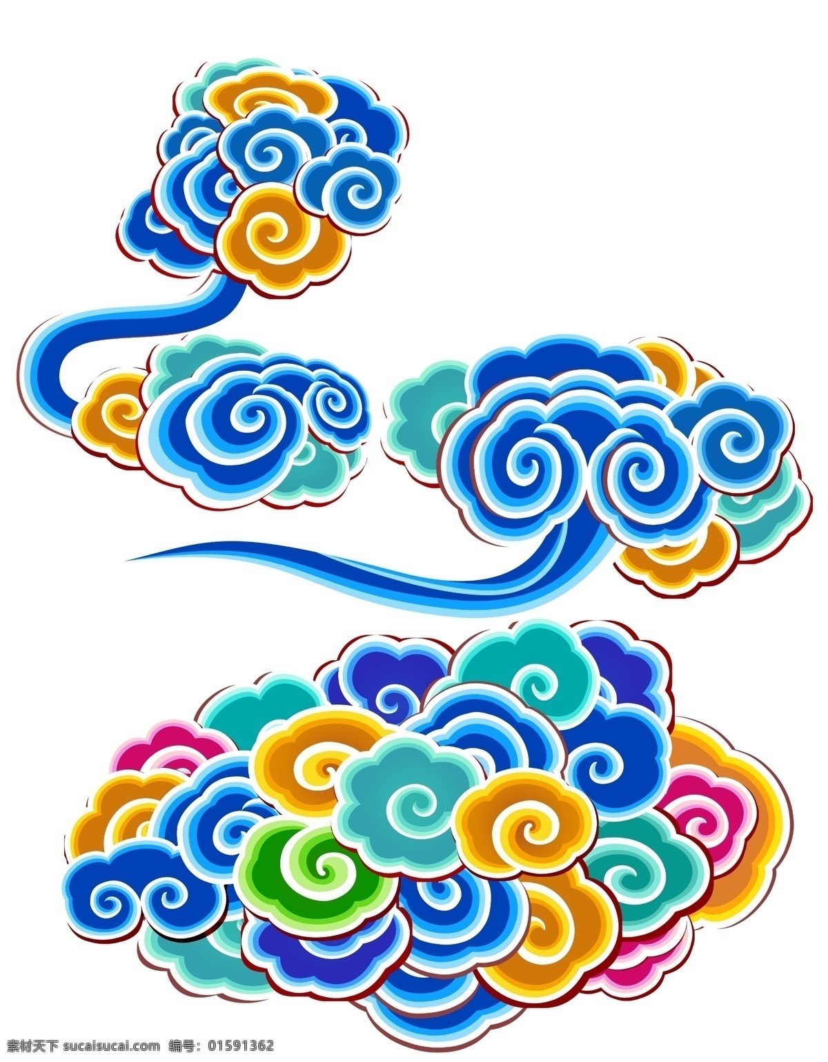 祥云免费下载 复古 灵芝 青花瓷 祥云 装饰花纹 蓝黄 中国古代祥云 myself 分层