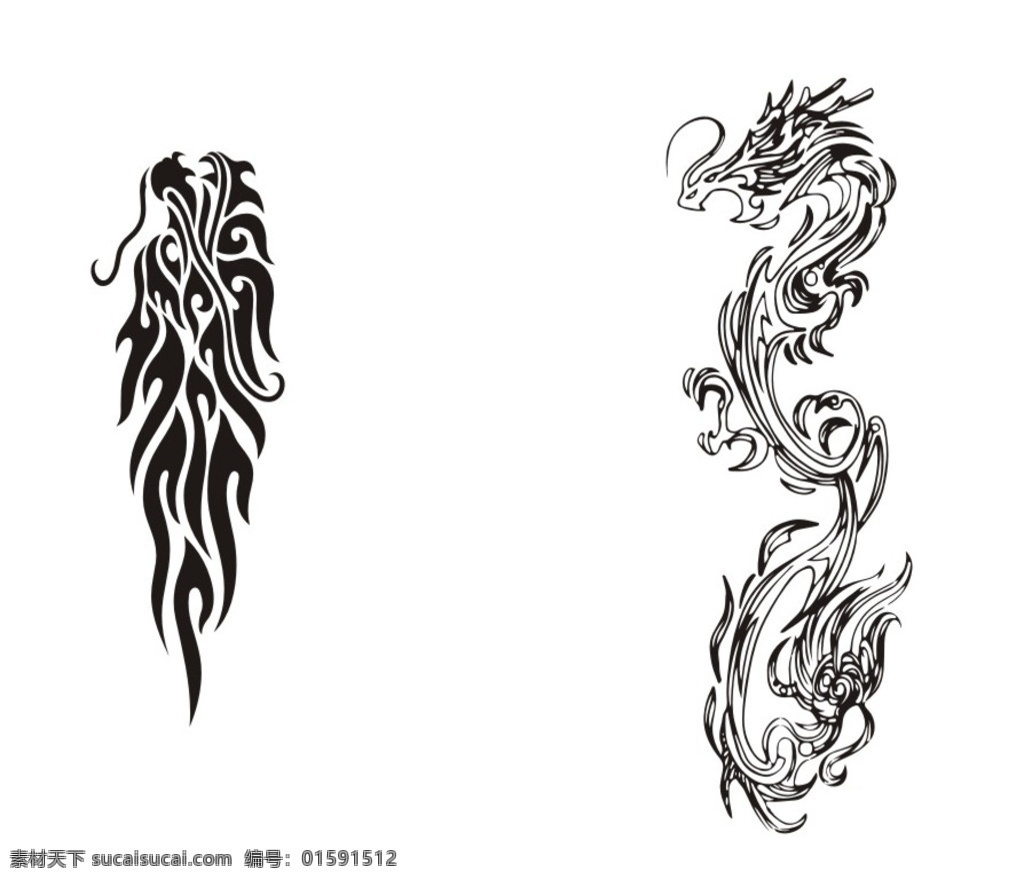 龙 线条龙 龙头 花纹龙 纹身龙