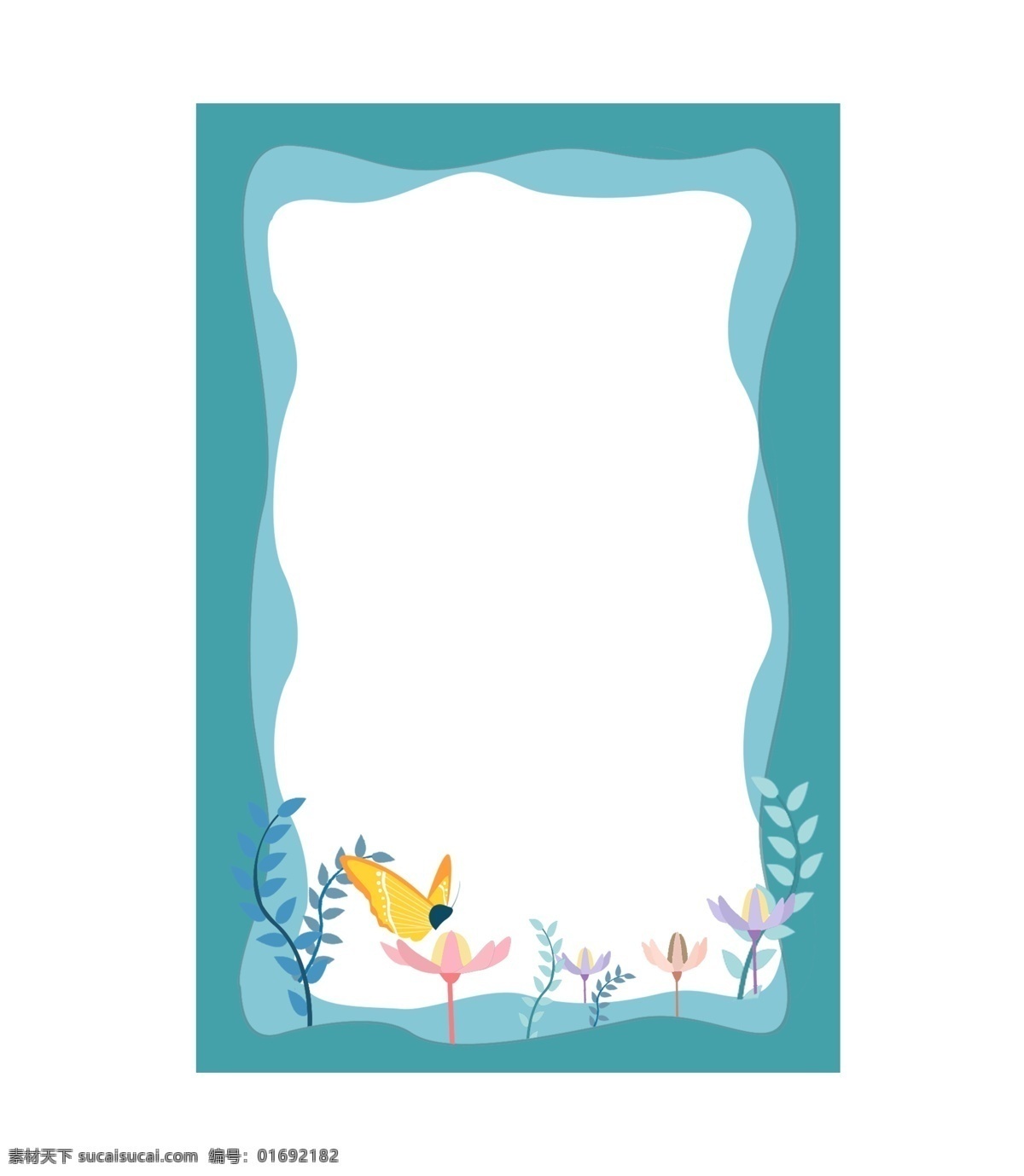 蝴蝶 花朵 蓝色 边框 蝴蝶装饰 植物 卡通边框 边框装饰 蓝色边框 花边框 漂亮的边框 叶子 枝条
