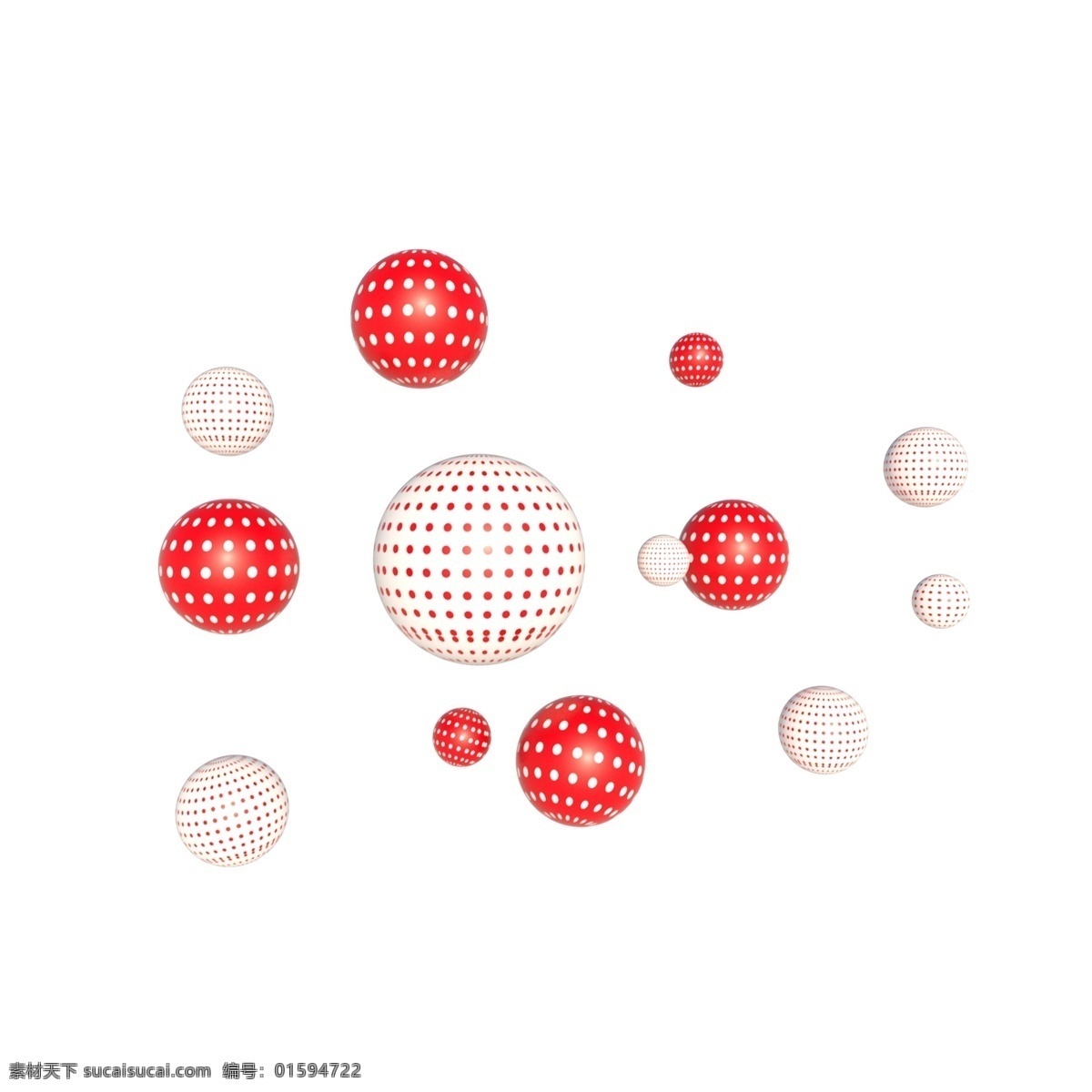 c4d 立体 漂浮 球 3d立体 圆球 红白波点 贴纸 装饰 电商 活动 促销 几何球