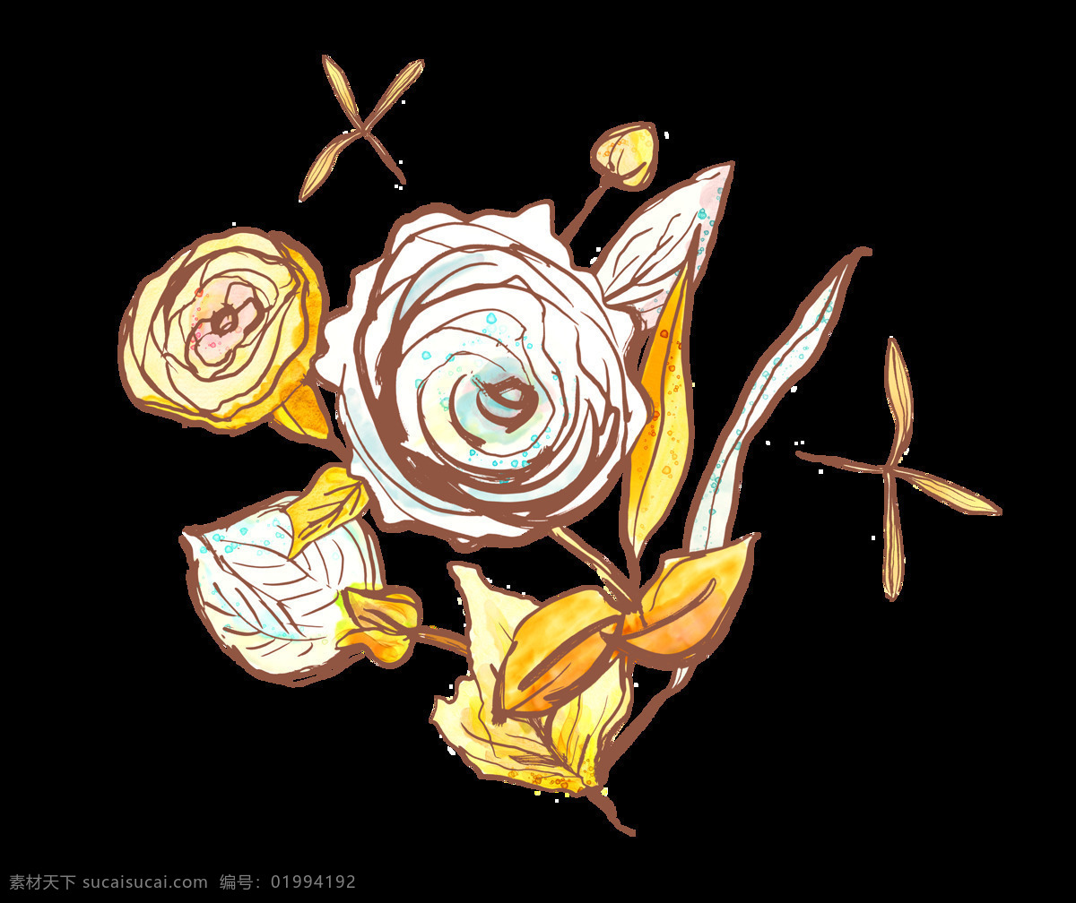 金色 高贵 花卉 卡通 透明 抠图专用 装饰 设计素材