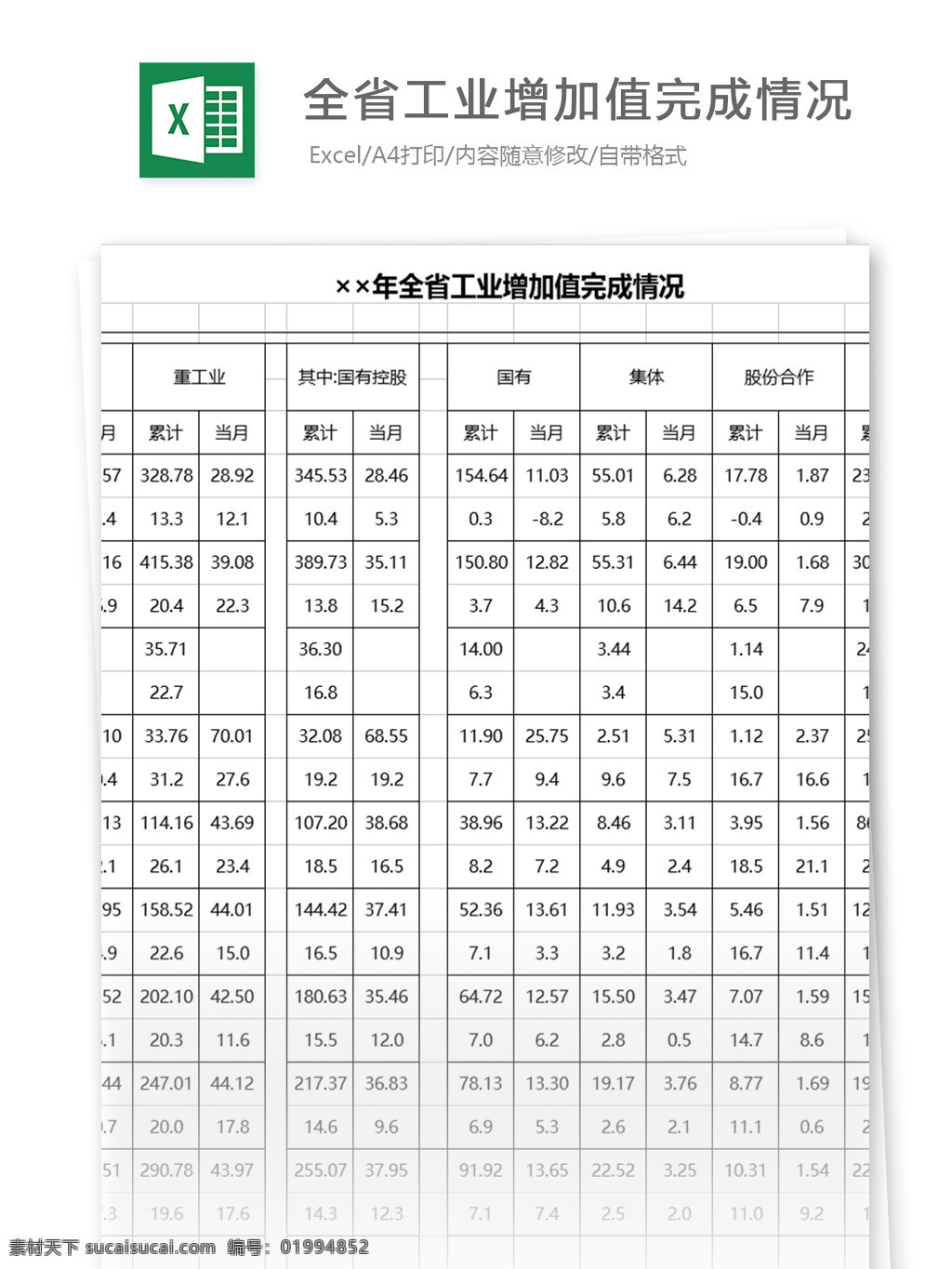 全省 工业 增加值 完成 情况 表格模板 图表 表格设计 表格 财务报表 总结报告 行业表格 应用文书