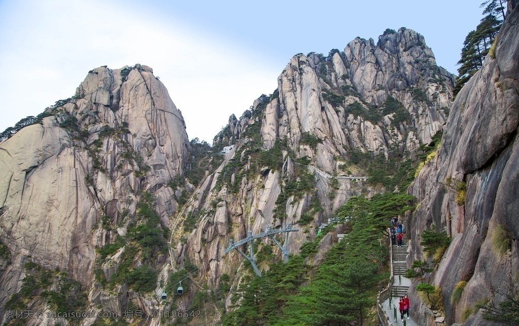 黄山美景 黄山风光 山水美景 奇石 奇山 山石 峭壁 山峰 大山 旅游胜地 蓝天 白云 自然景观 山水风景