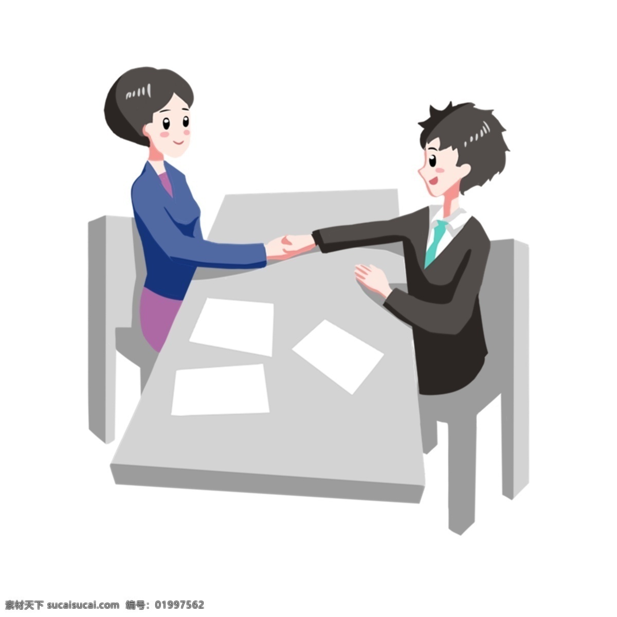 手绘 招聘 握手 人物 插画 聘用 资料 人物插画 手绘人物 女孩 招聘插画