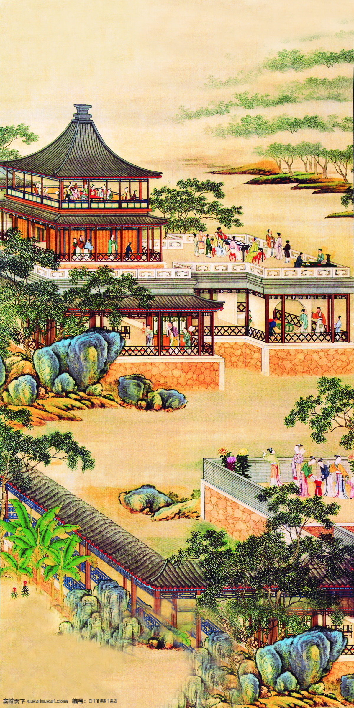 人物名画 中国 古典 藏画 中国古典藏画 设计素材 古典藏画 书画美术 黄色