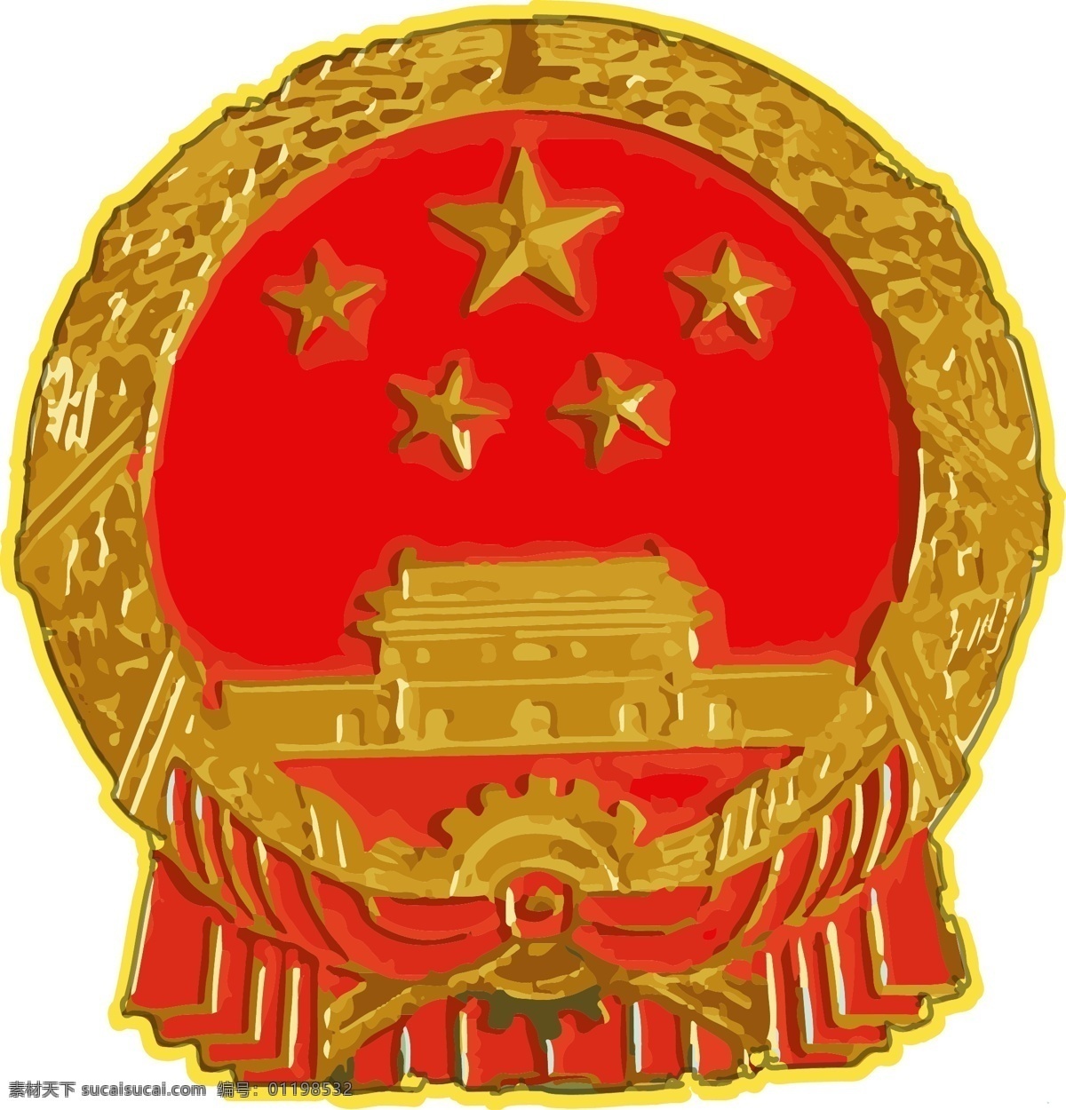 原创 水彩 手绘 国徽 矢量 装饰 元素 设计元素 中国 可商用
