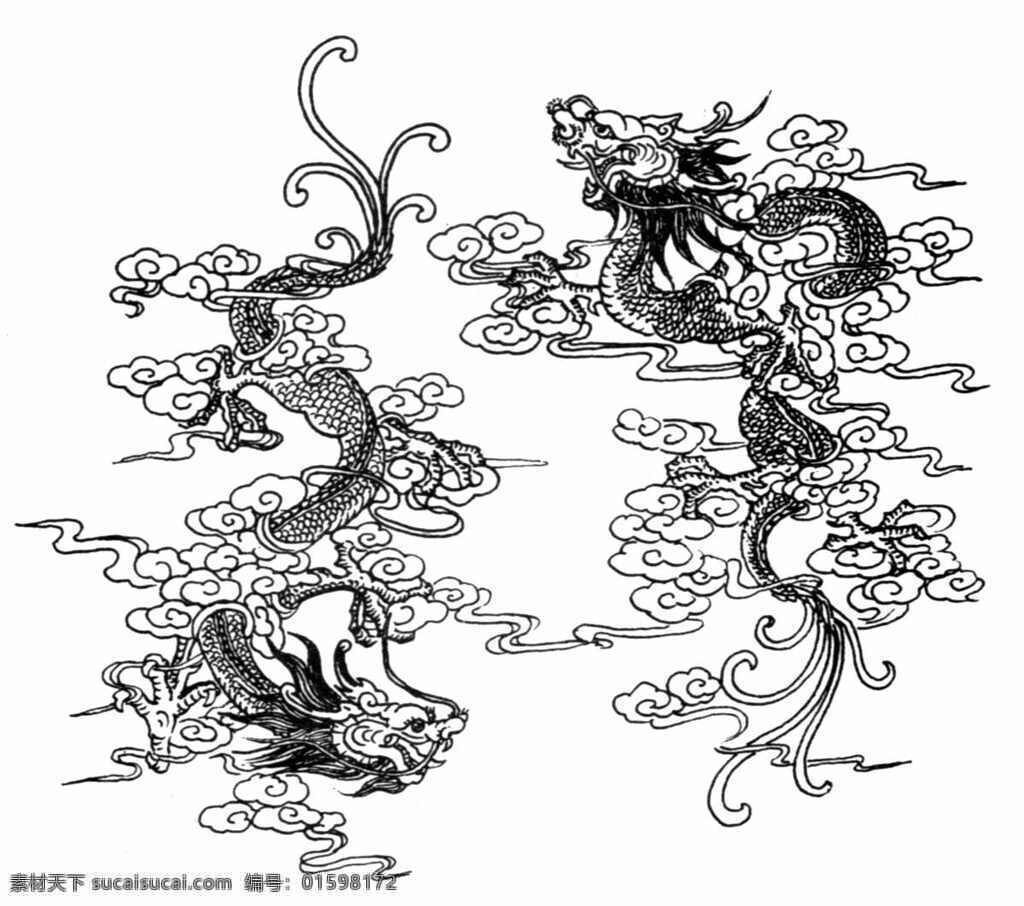 龙纹 龙的图案 传统 图案 317 设计素材 龙凤图纹 装饰图案 书画美术 白色