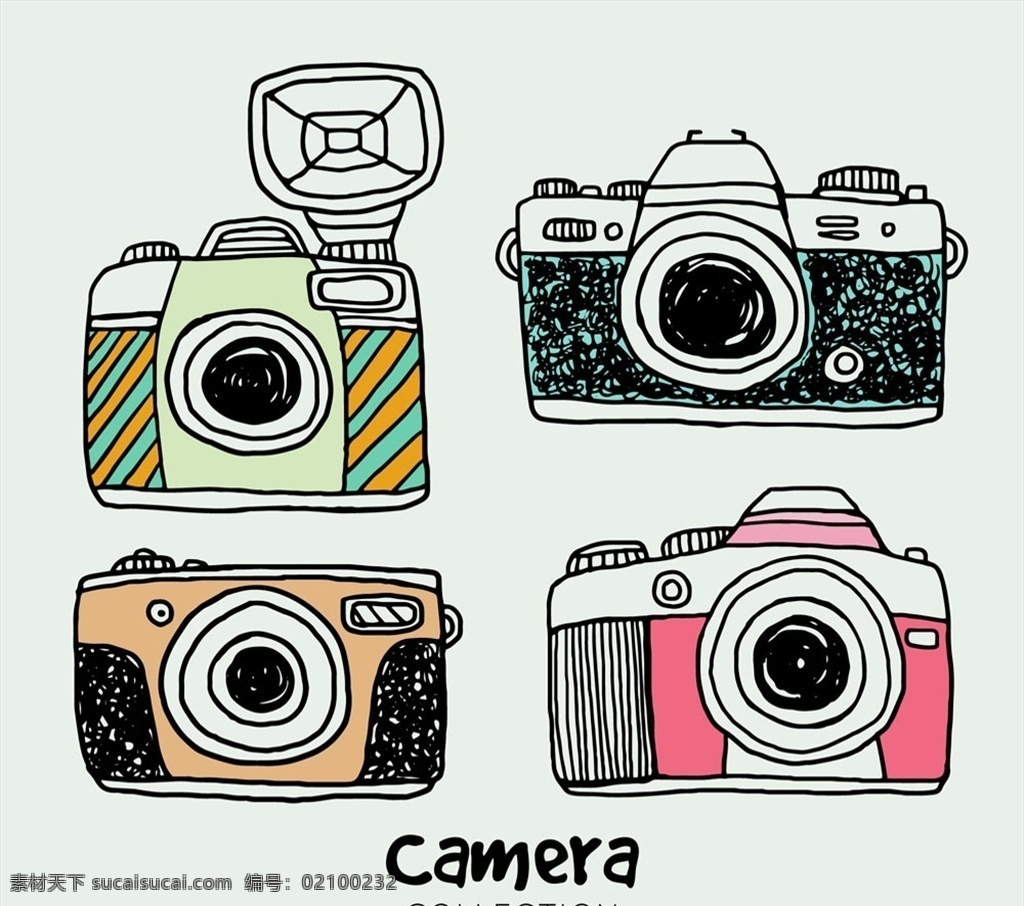 手绘照相机 手绘 卡通 水彩 矢量相机 怀旧 摄影器材 器材 相机 照相机