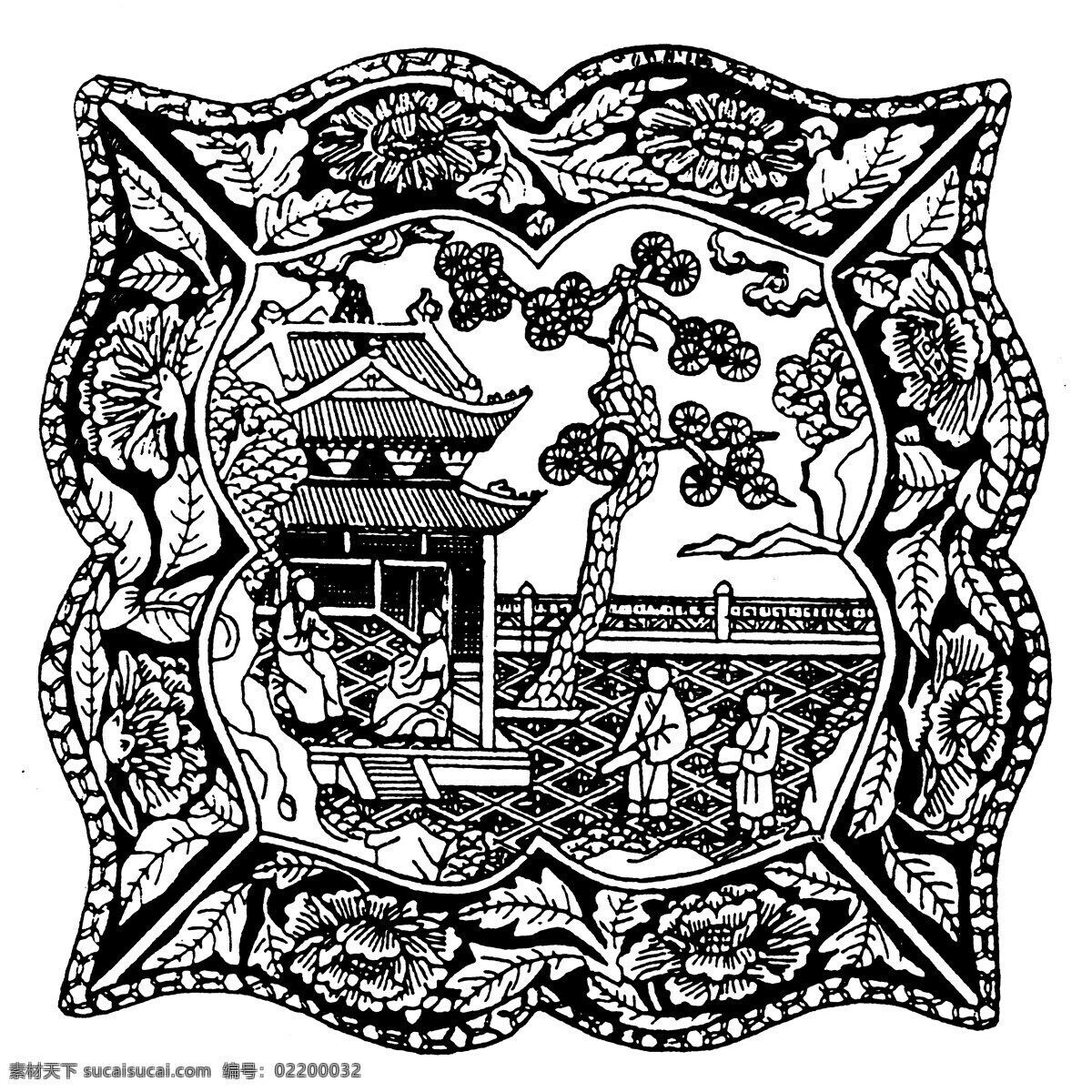 装饰图案 元明时代图案 中国 传统 图案 设计素材 书画美术 白色