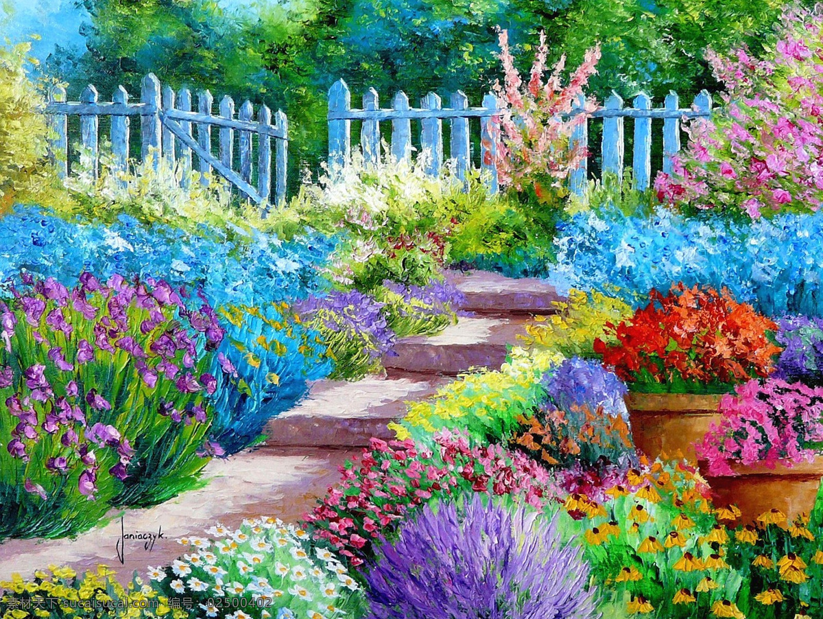 田园水彩画 油画 水彩画 名画 紫色风景画 绘画 篱笆绘画 小路绘画 唯美绘画 书法 艺术 文化艺术 绘画书法