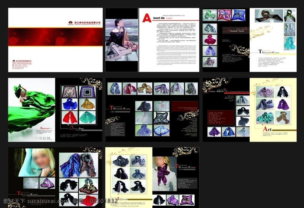 丝巾画册 版式设计 产品画册 丝巾 头巾 戴丝巾的女人 高贵 花纹 舞丝巾的女人 女人 戴 好处 布 公司简介 画册设计 矢量