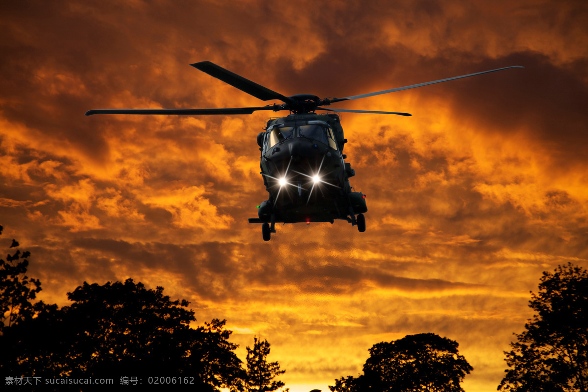 黄昏 天空 中 直升机 直升飞机 交通工具 火烧云 汽车图片 现代科技