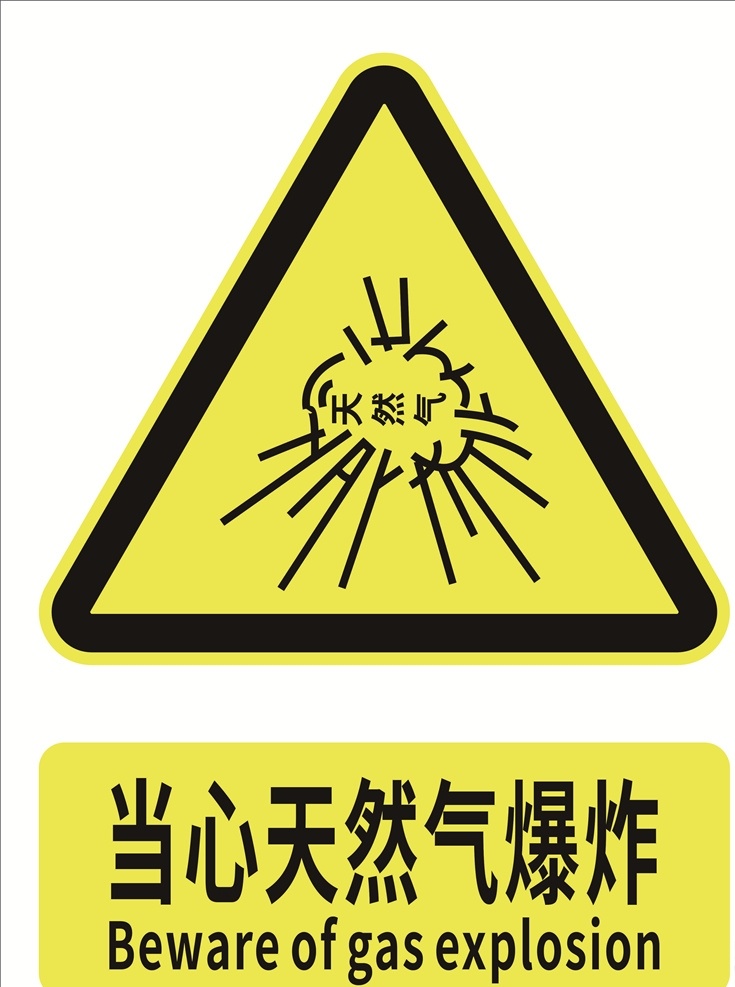 当心 天然气 爆炸 安全标识 安全标示 安全标志 警示标志 警示标识 标志图标 公共标识标志