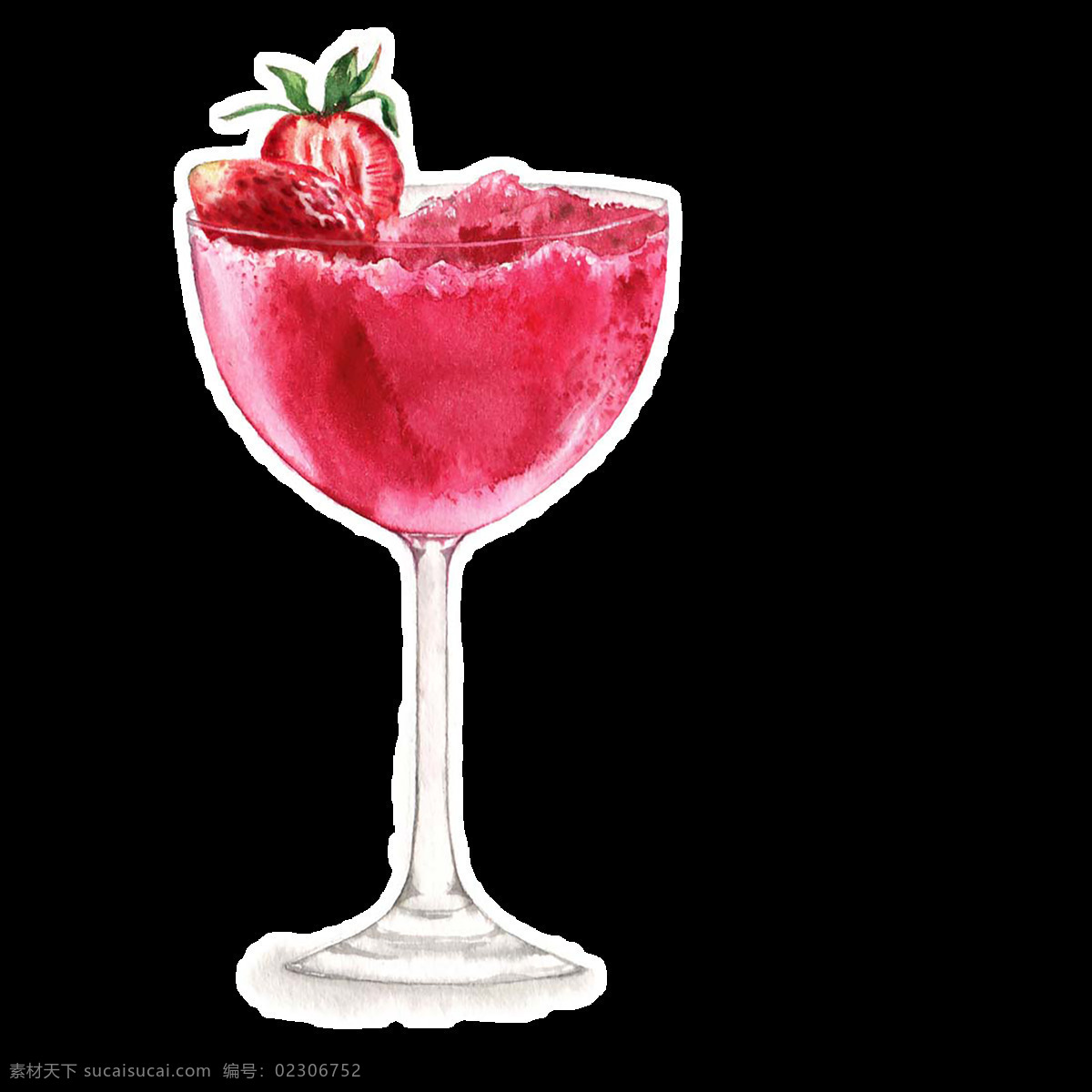 果汁 饮料 草莓 水彩 手绘 冰 沙