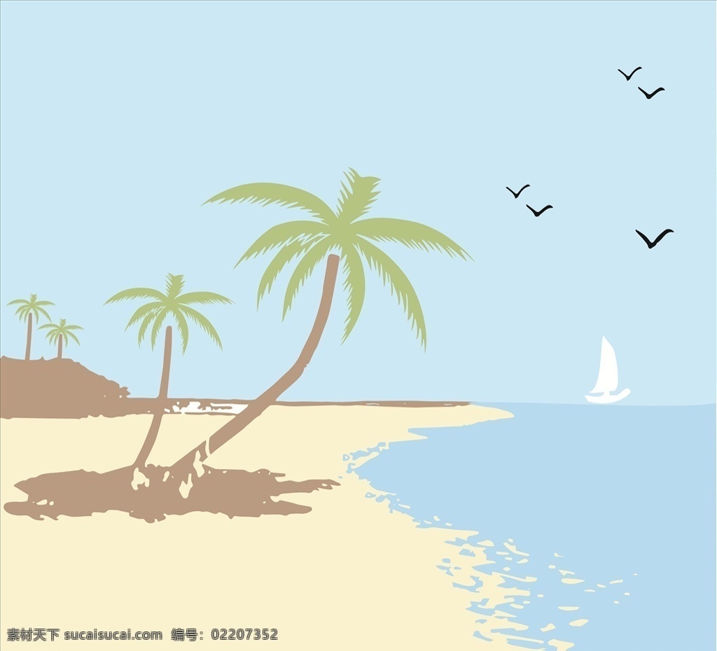 海滩 沙滩 硅藻泥 椰树 插画 兰亭序 刻图 雕刻机 房间 椰子树 海鸥 海水 动物 景物 卡通 蓝色海水 一望无际 浪漫 海天交际 儿童 幼儿园 插画素材 招贴设计