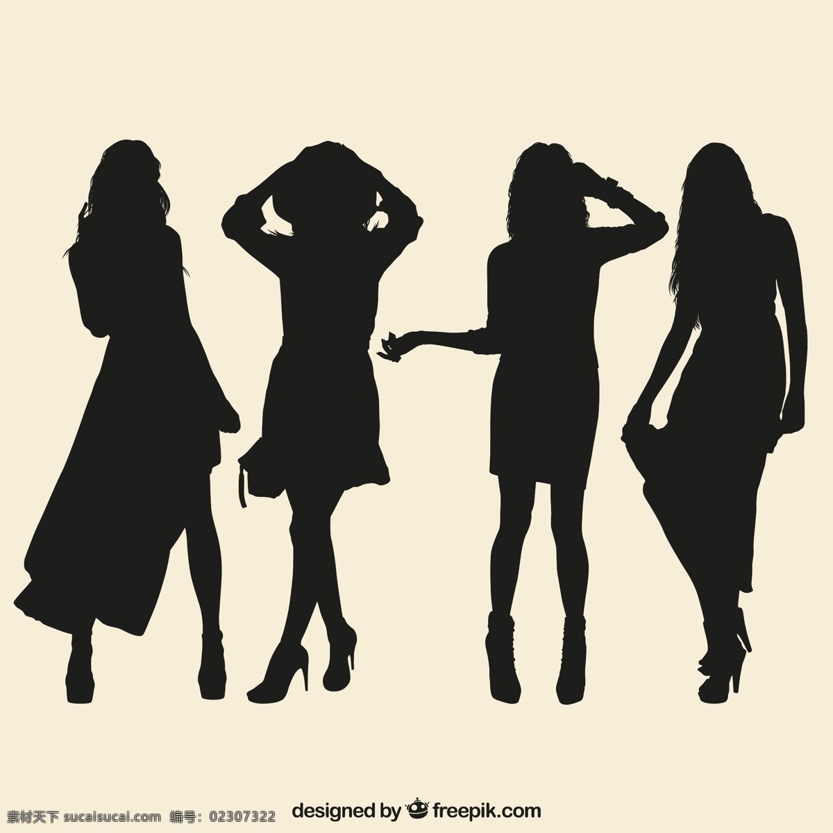 时尚女郎剪影 时尚 剪影 卡通 女人 女士 女子 女孩 女生 女性 人物 插画 背景 海报 画册 美女 女郎 矢量人物 人物图库 女性妇女
