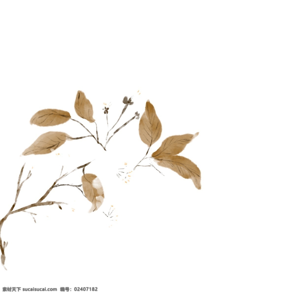 古风 梨花 水墨 手绘 白色梨花 清新可爱 简约 大气端庄 简洁 banner 黄色叶子