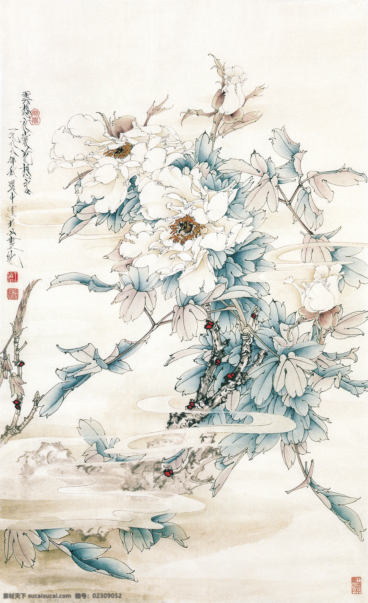 花鸟图 花卉 小鸟 国画 壁画 装饰画 中国风 装饰画专辑 文化艺术 绘画书法