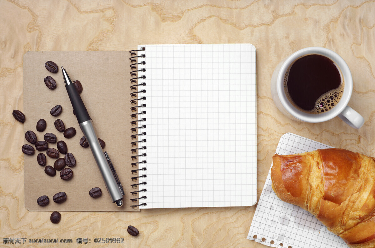 面包 咖啡 记事本 笔 咖啡豆 咖啡杯 休闲饮品 健康食品 咖啡图片 餐饮美食