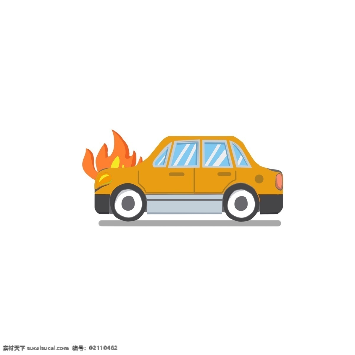 汽车 意外 遭遇 火灾 gif 动图 动态 卡通 小汽车 着火 安全第一 行驶 效果元素