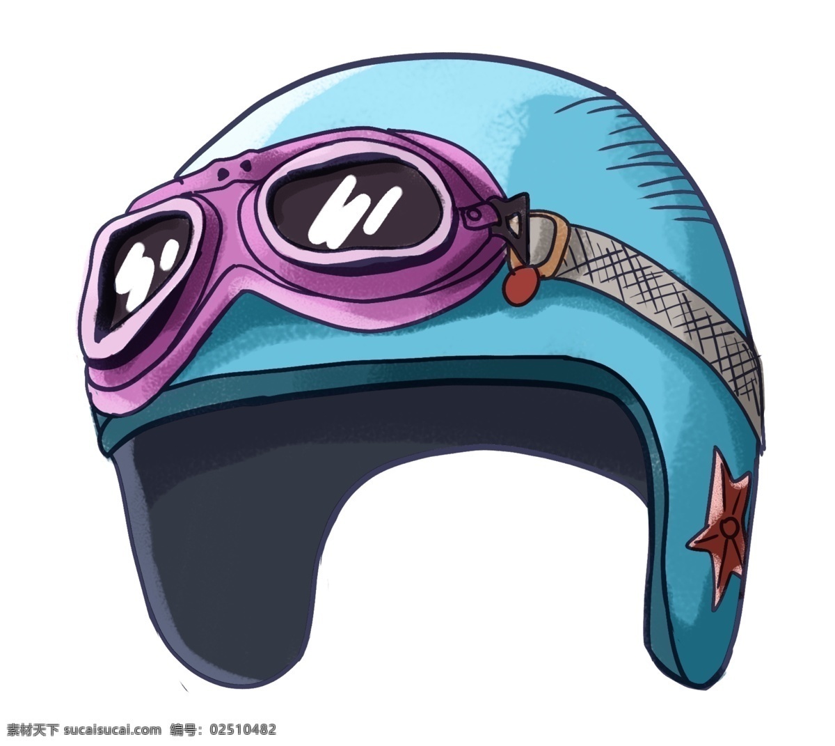 蓝色 飞行员 头盔 插画 蓝色的帽子 飞行员头盔 紫色的眼镜 眼镜帽子 飞机 物品 保护 安全帽