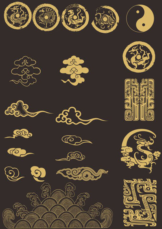中国 古典 花纹 矢量 中式 中国风 太极 剪影